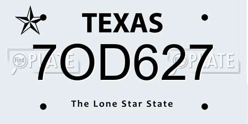 7OD627 Texas License Plate