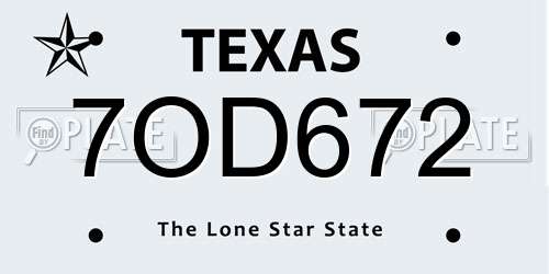 7OD672 Texas License Plate