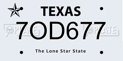 7OD677 Texas License Plate