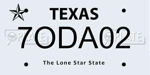 7ODA02 Texas License Plate
