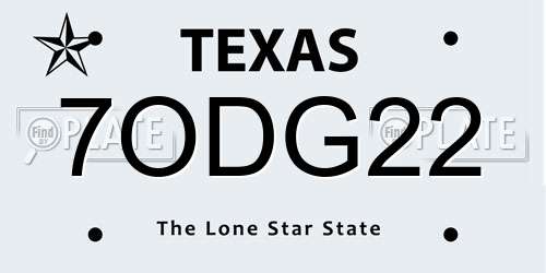 7ODG22 Texas License Plate