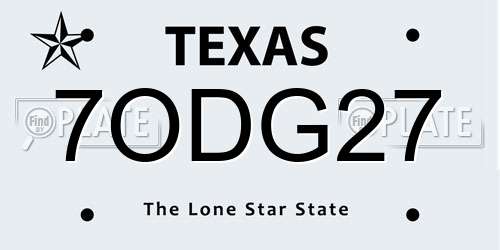 7ODG27 Texas License Plate