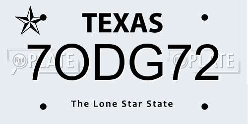 7ODG72 Texas License Plate