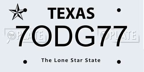 7ODG77 Texas License Plate
