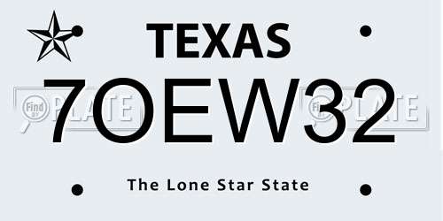 7OEW32 Texas License Plate