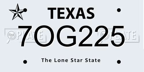 7OG225 Texas License Plate
