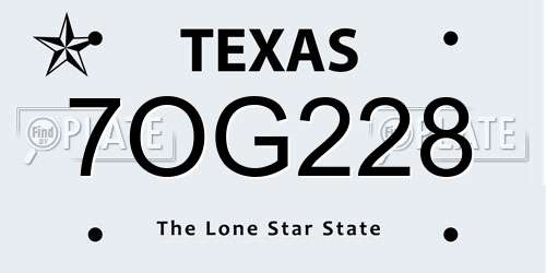 7OG228 Texas License Plate