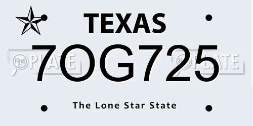 7OG725 Texas License Plate