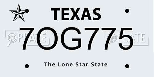 7OG775 Texas License Plate