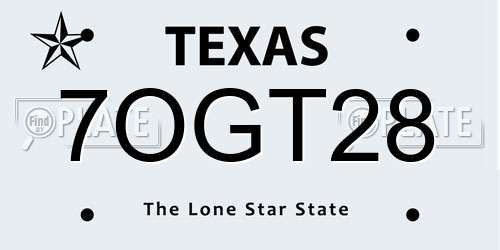 7OGT28 Texas License Plate