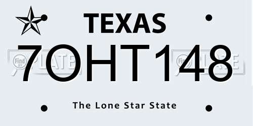 7OHT148 Texas License Plate