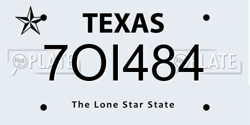 7OI484 Texas License Plate