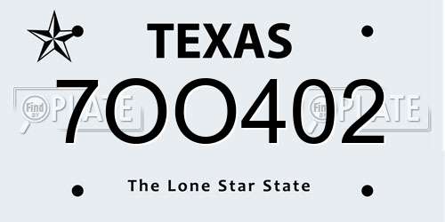 7OO402 Texas License Plate