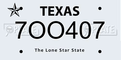 7OO407 Texas License Plate