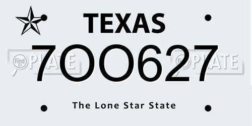 7OO627 Texas License Plate