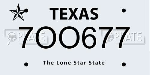 7OO677 Texas License Plate