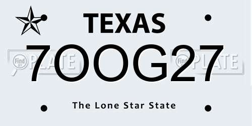 7OOG27 Texas License Plate