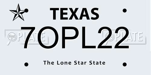 7OPL22 Texas License Plate