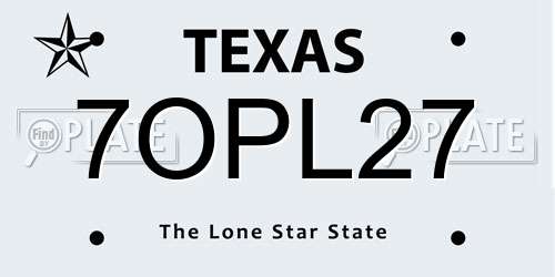 7OPL27 Texas License Plate