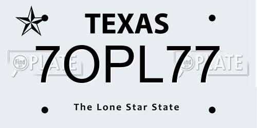 7OPL77 Texas License Plate