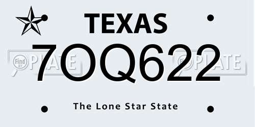 7OQ622 Texas License Plate