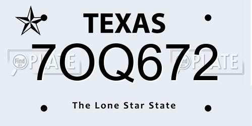 7OQ672 Texas License Plate