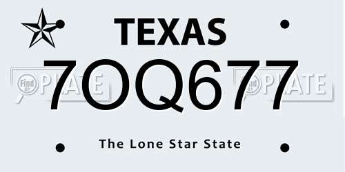 7OQ677 Texas License Plate