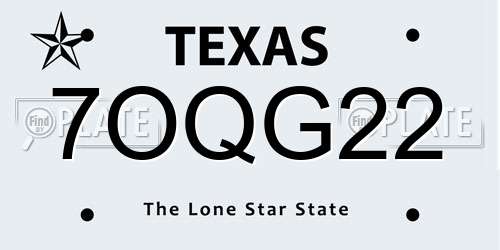 7OQG22 Texas License Plate