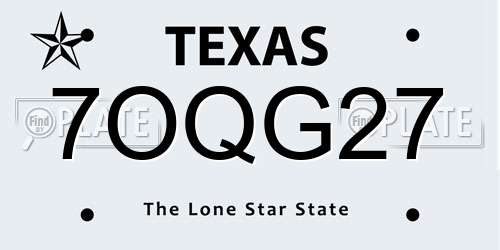 7OQG27 Texas License Plate
