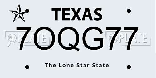 7OQG77 Texas License Plate