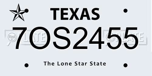 7OS2455 Texas License Plate
