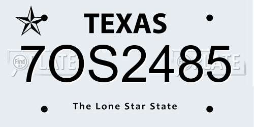 7OS2485 Texas License Plate