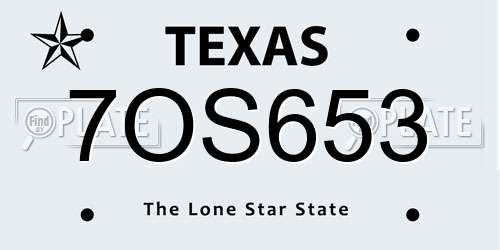 7OS653 Texas License Plate