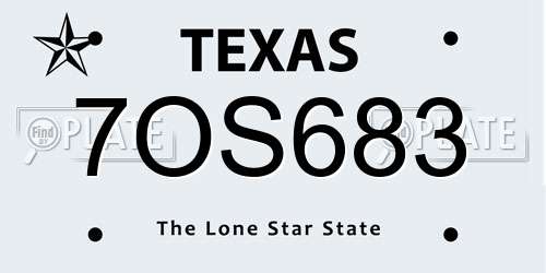 7OS683 Texas License Plate