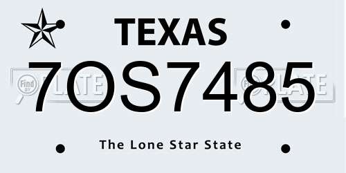 7OS7485 Texas License Plate