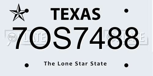 7OS7488 Texas License Plate