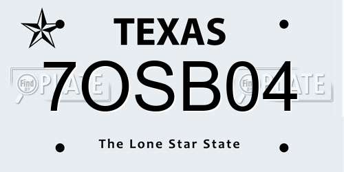 7OSB04 Texas License Plate