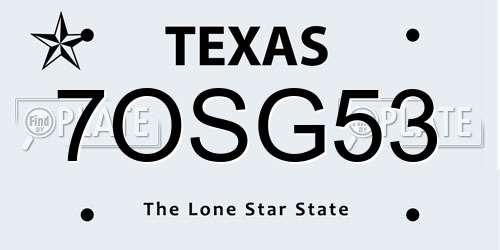 7OSG53 Texas License Plate