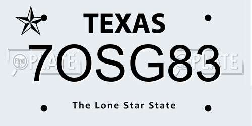7OSG83 Texas License Plate