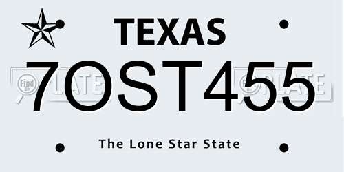 7OST455 Texas License Plate