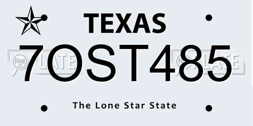 7OST485 Texas License Plate