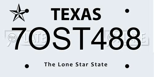 7OST488 Texas License Plate