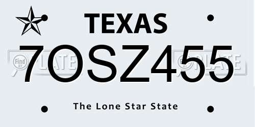 7OSZ455 Texas License Plate