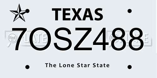 7OSZ488 Texas License Plate