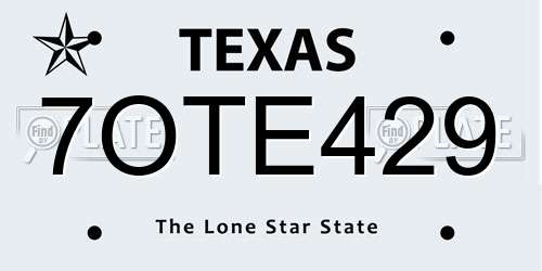 7OTE429 Texas License Plate