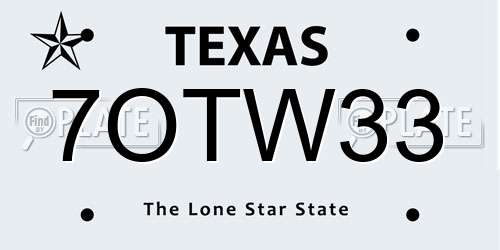 7OTW33 Texas License Plate