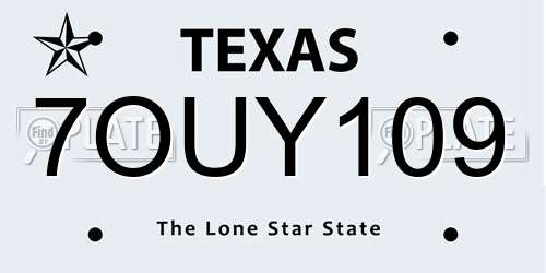7OUY109 Texas License Plate