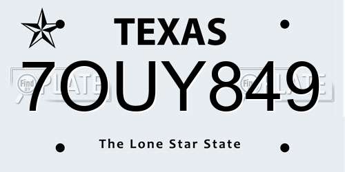7OUY849 Texas License Plate