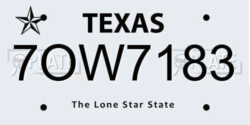 7OW7183 Texas License Plate