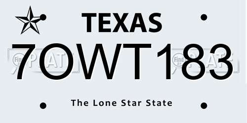 7OWT183 Texas License Plate